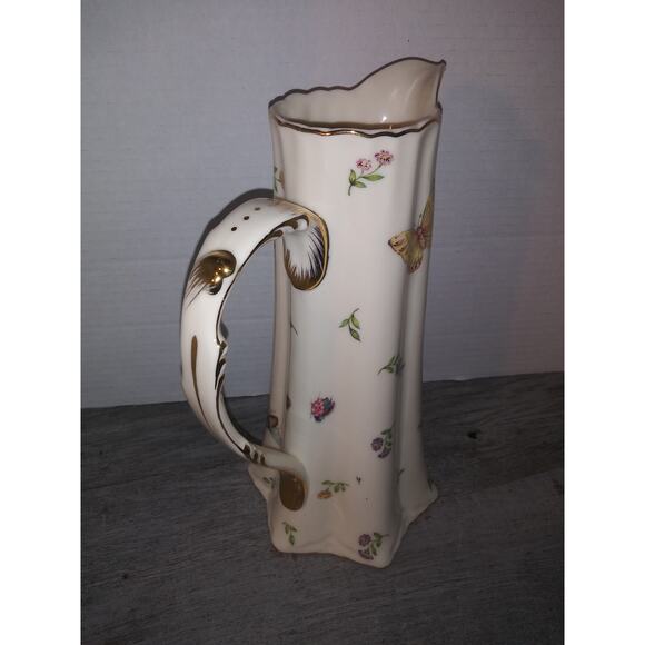 Burton & Burton China Porcelain Pitcher W/ Lady Bug, Butterflies, Dragonfly - Picture 5 of 9
